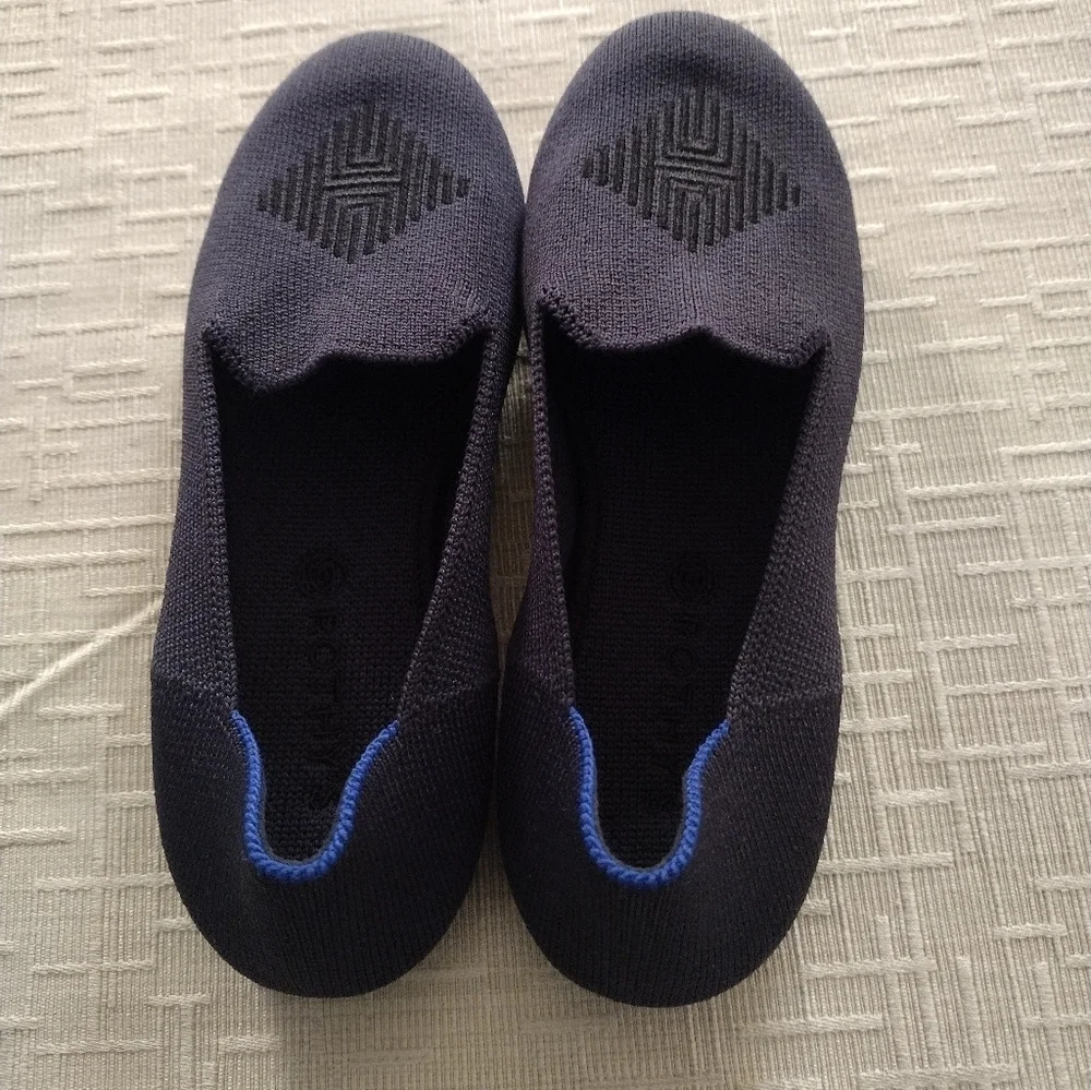 Rothy's Kids Navy Crest Medallion Loafers Flats, Size K2